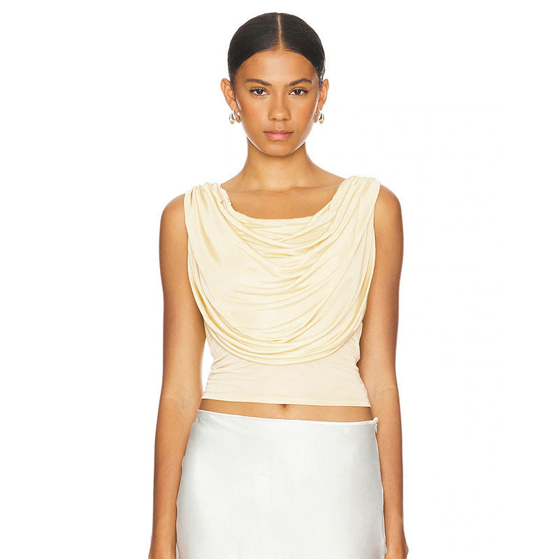 Dame elegant løs top med drapering Skovae