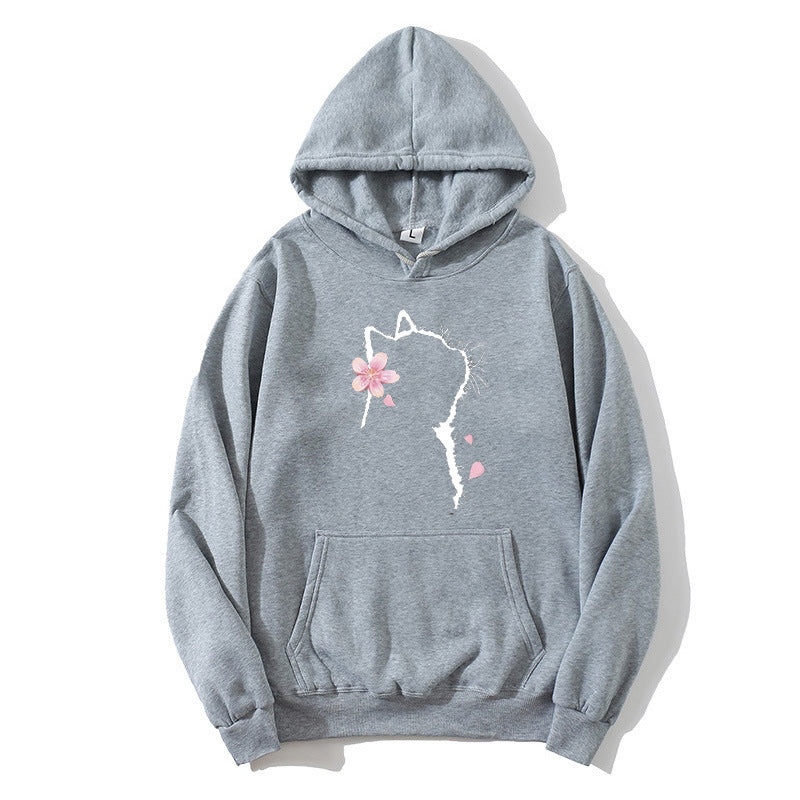 Kvinders hoodie med blomsterkat design Skovae