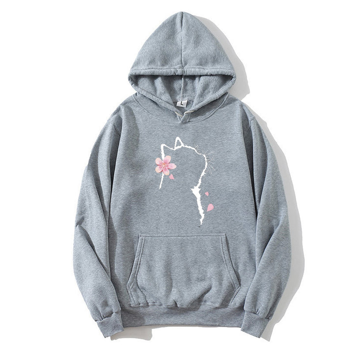 Kvinders hoodie med blomsterkat design Skovae