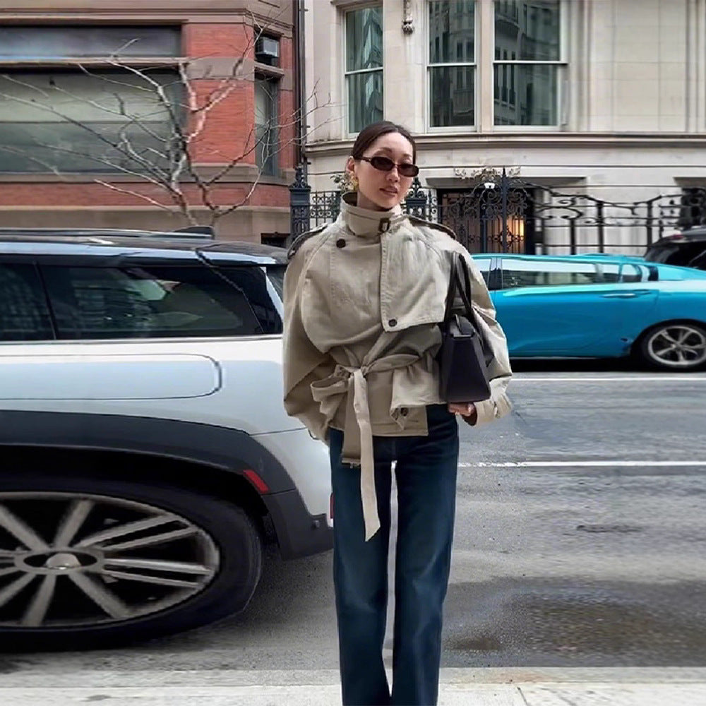 Kvinder Fashionable oversized jakke med bælte Stilla