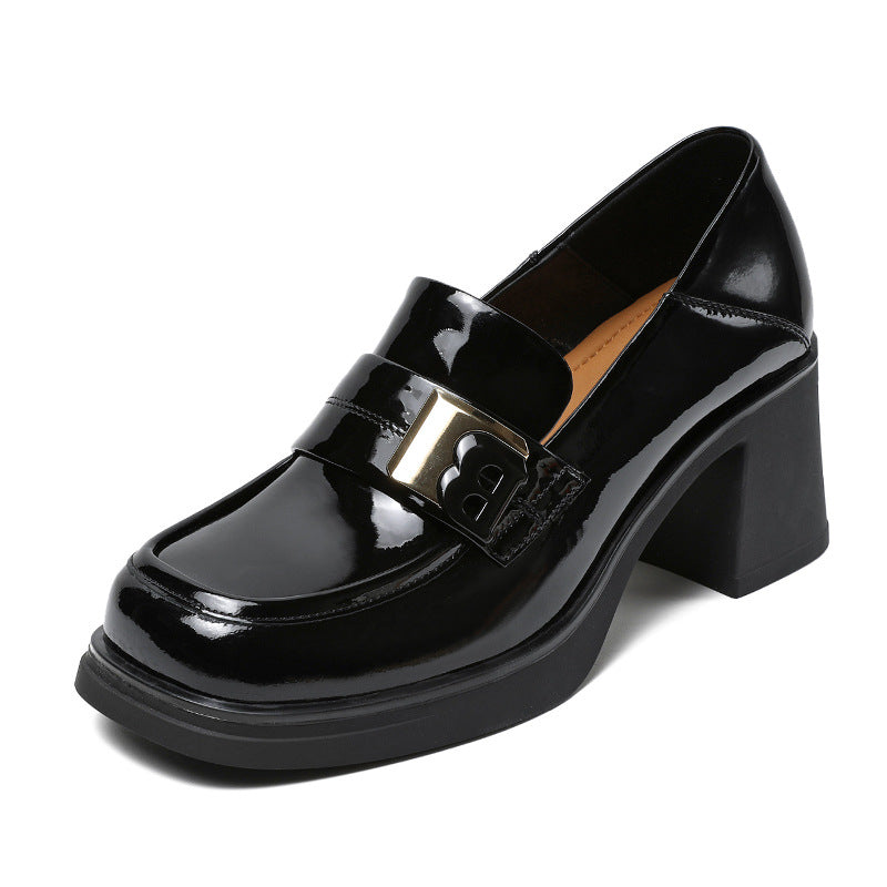 Dame Chunky Hæl Slip-On Loafers med dekorativt spænde-detalje Stilla