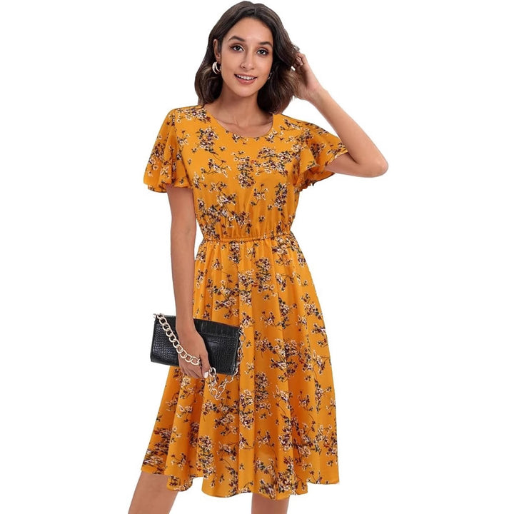 Kvinder Floral Flare Midi Kjole Stilla
