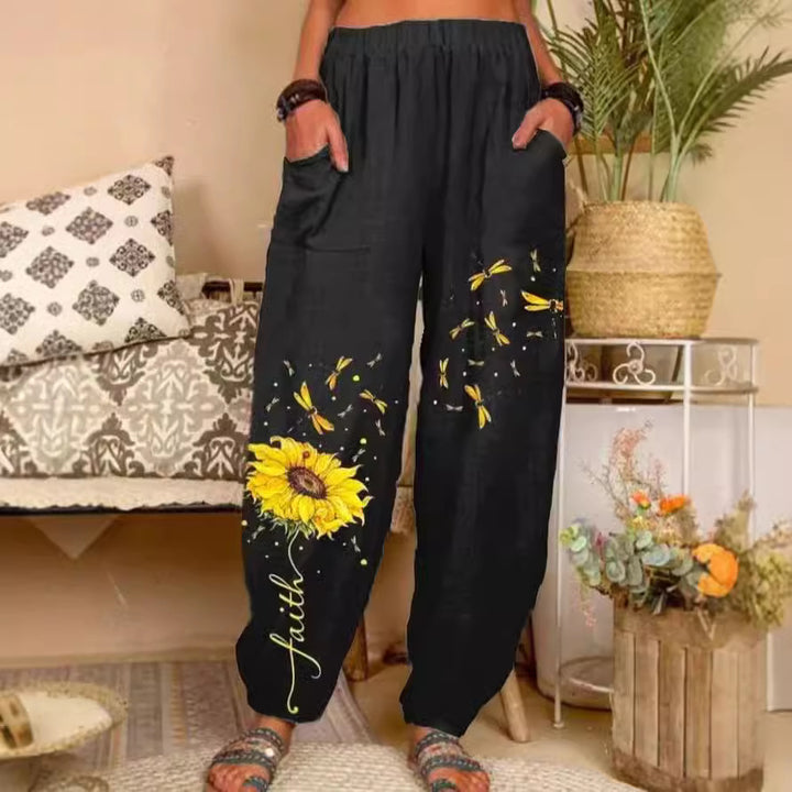 Damer bred Boho-bukser med blomsterdesign og praktiske lommer Stilla