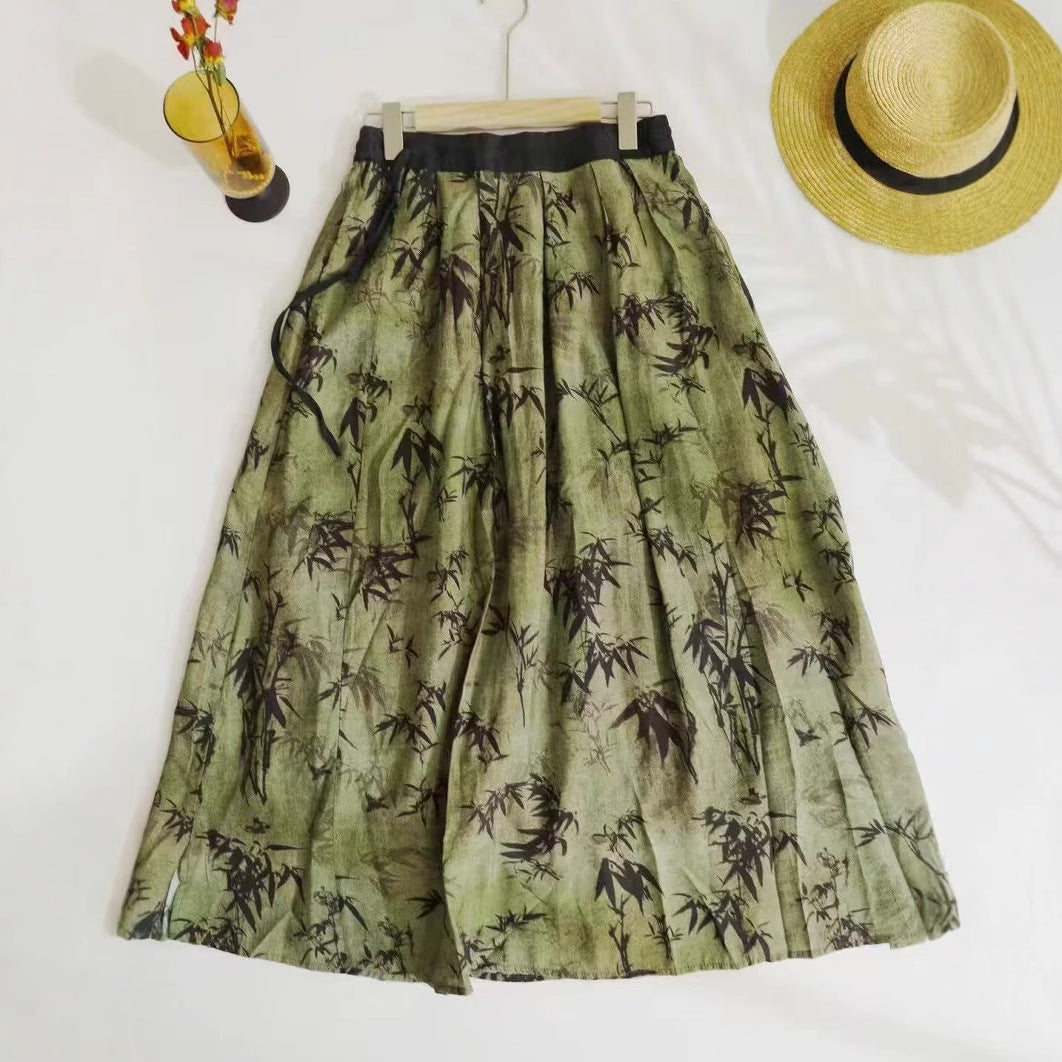 Damer Floral Print A-Line Maxi Skirt Stilla