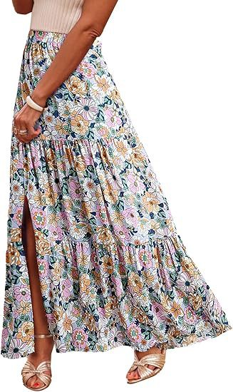 Kvinder Bohemian Floral Trin Kjole Maxi Nederdel Stilla
