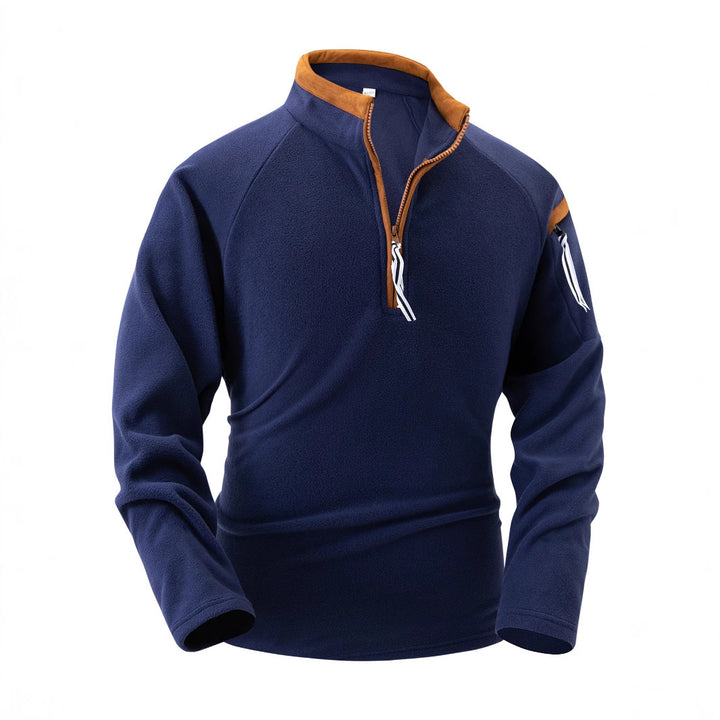 Herrer fleece-pullover med høj krave og lynlås Stilla