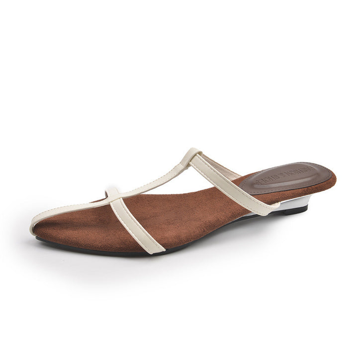 Dame elegante Open-Toe Slide Sandaler med metalliske remme Stilla