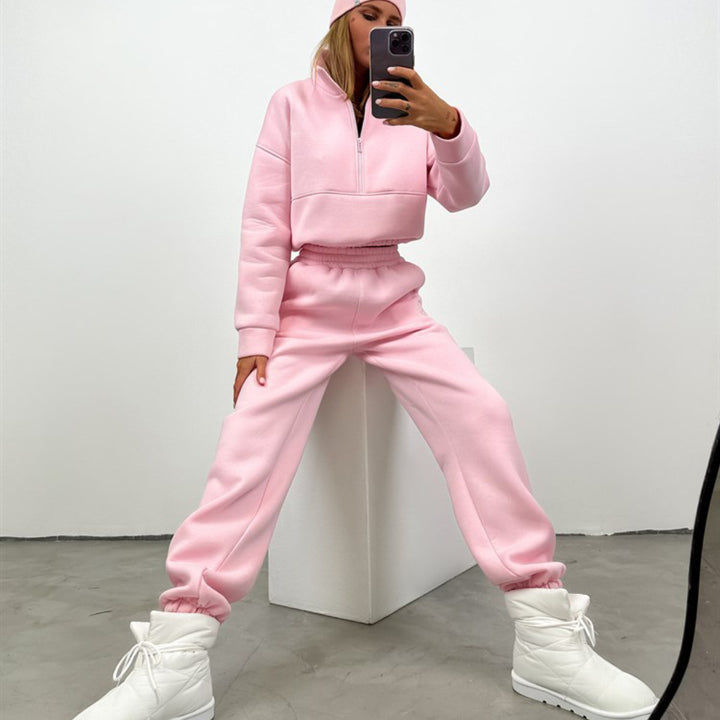 Kvinders fashionable sweatpants med høj krave og lynlås Skovae