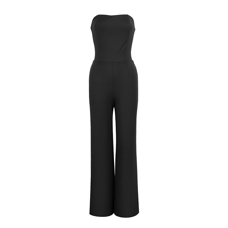Damer Figursmigrerende Jumpsuit med elegant bandeau-udskæring og bredt ben Skovae