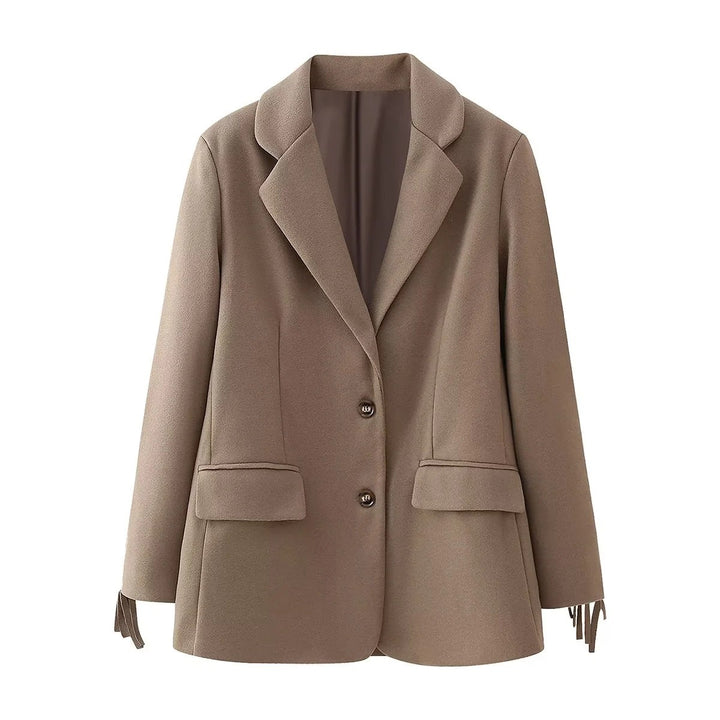 Femme Struktureret Blazer-Jakke med Fransen-Detaljer Stilla
