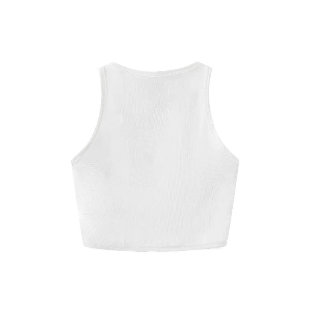 Dame Crop-Top med spændende hjerte-motiv og moderigtigt tryk Skovae