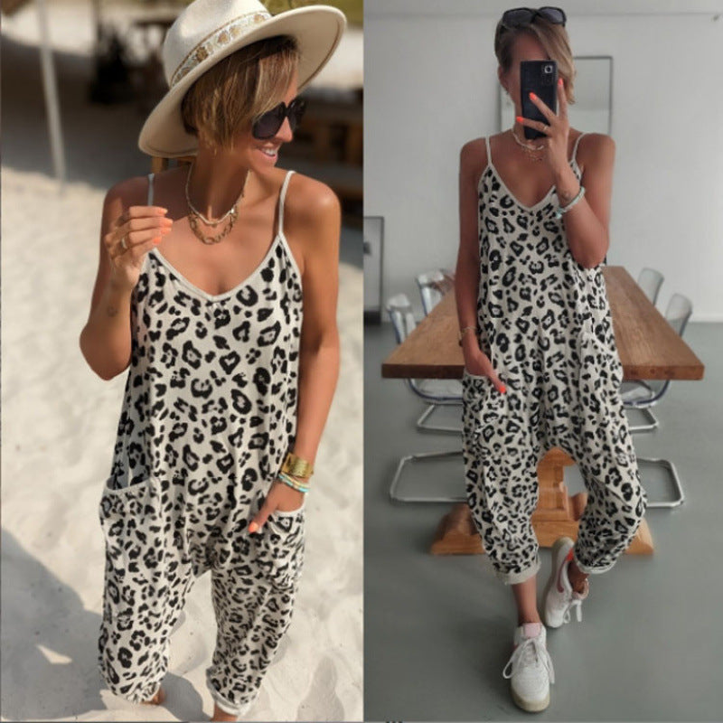 Dame Lækkert Leopard Tryk Overalls Stilla