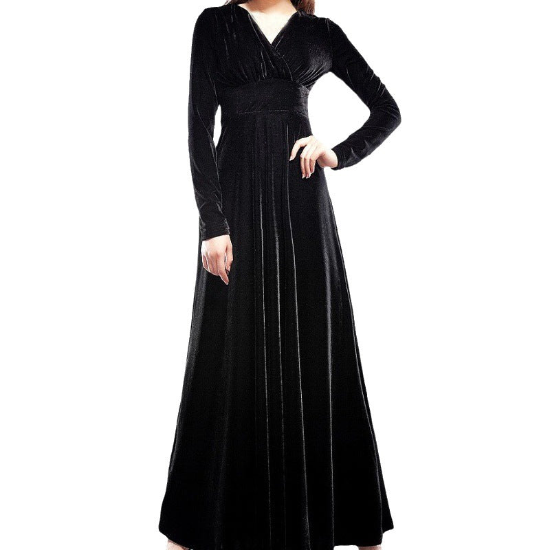 Dame Elegant Maxikjole i fløjl med omslagsdesign Stilla