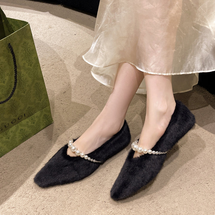 Damer elegante spidse ballerinaer med perleaccenter Stilla