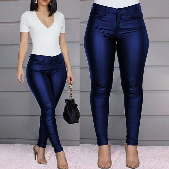Dame figurtilpassede jeans med højglans-finish Stilla