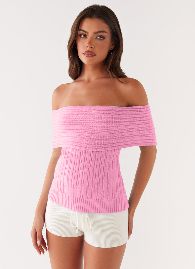 Dame Off-Shoulder Striktrøje med Ribstruktur Skovae