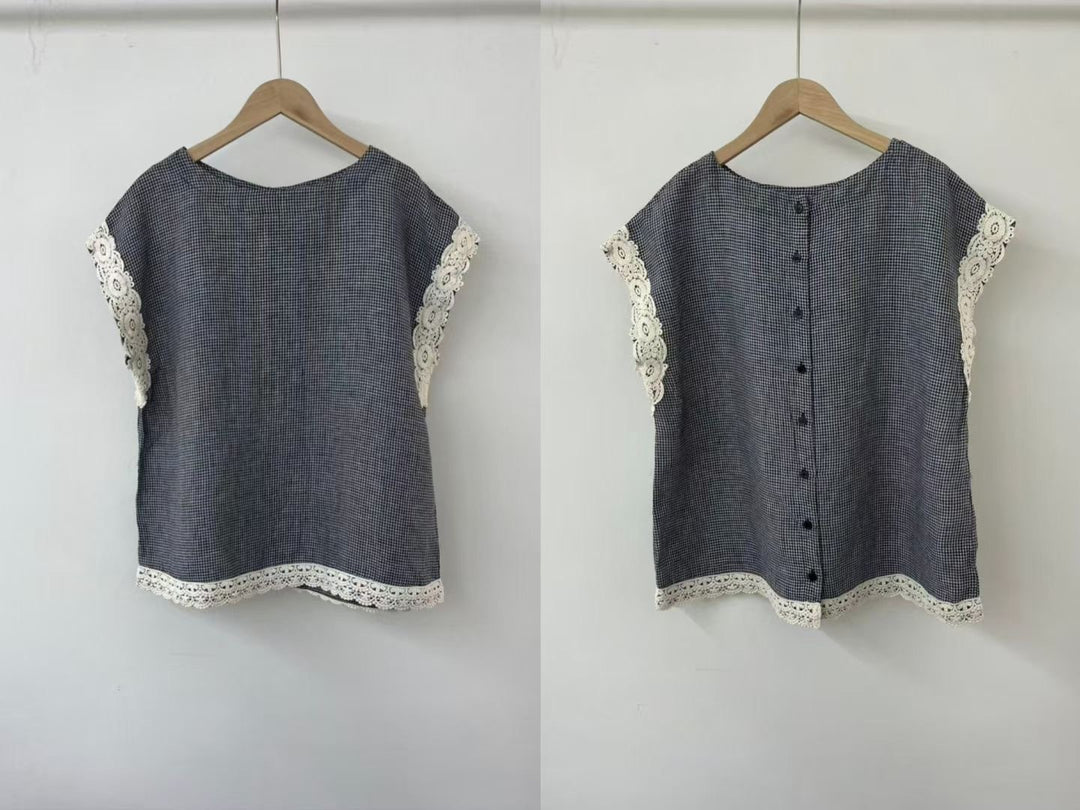 Femme Elegante Hæklet Kant Top Stilla