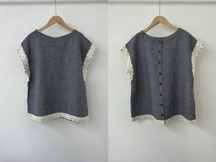 Femme Elegante Hæklet Kant Top Stilla