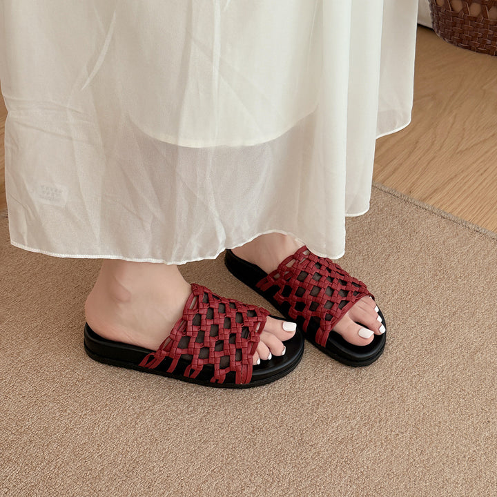 Femme Woven Slide Sandaler med elegant krydsrem-design Stilla