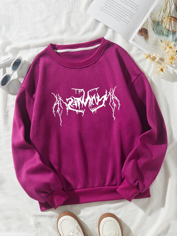Kvinders afslappede sweatshirt med moderne grafisk design Skovae