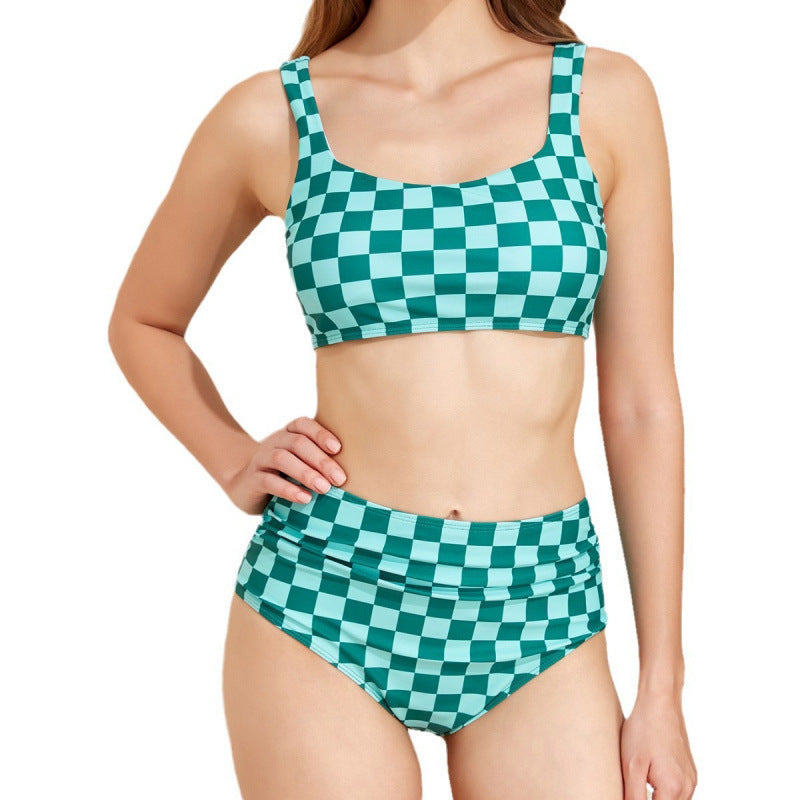 Dame Bikini-sæt med stilfulde ternede mønstre og høj talje Stilla