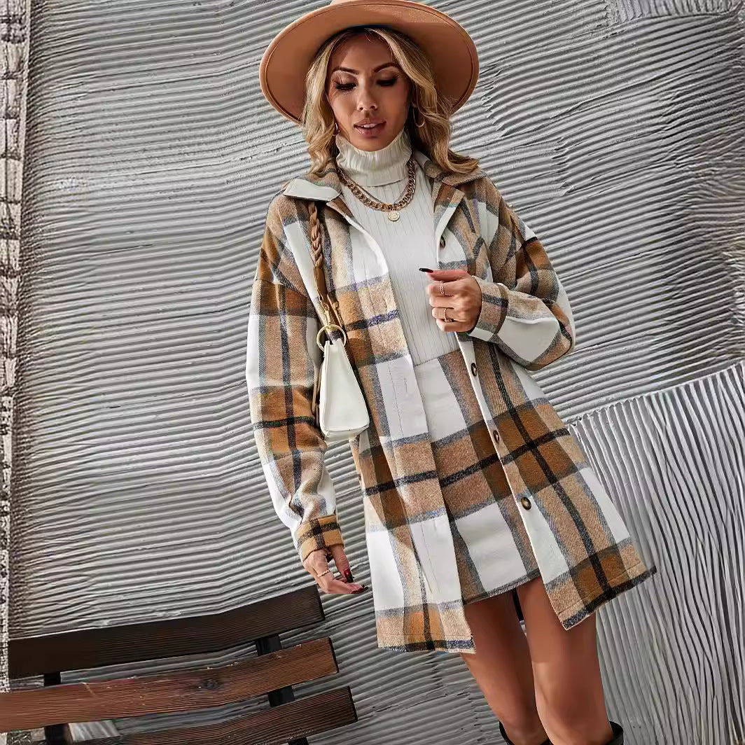 Dame ternet oversized skjorte blazer Stilla