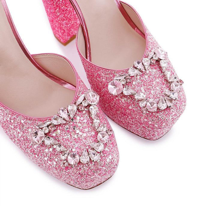Femme Glitrende Platform Pumps med dekorative Sløjfeforankringer Stilla