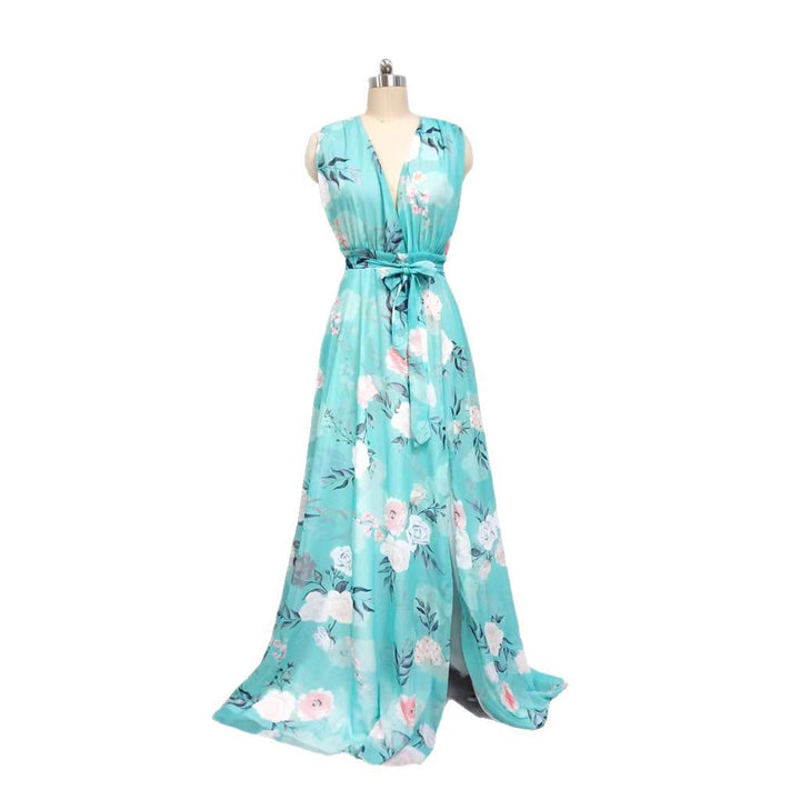 Dame Maxikjole med flydende chiffon og romantisk blomsterbroderi Stilla