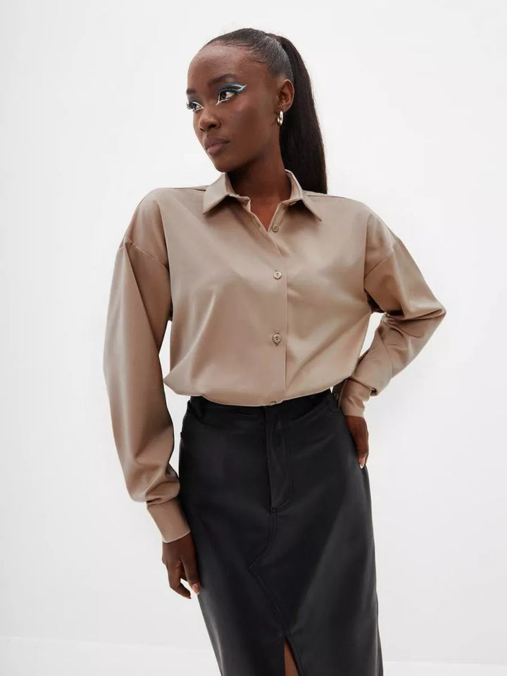 Damer Elegant bluse top lavet af kvalitets satin Stilla