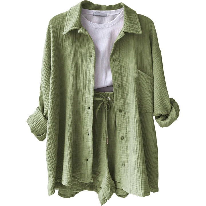 Dame afslappet overshirt med matchende shorts Stilla
