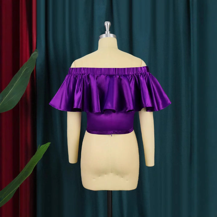 Dame Off-Shoulder Top med volumøs flæsekant Skovae