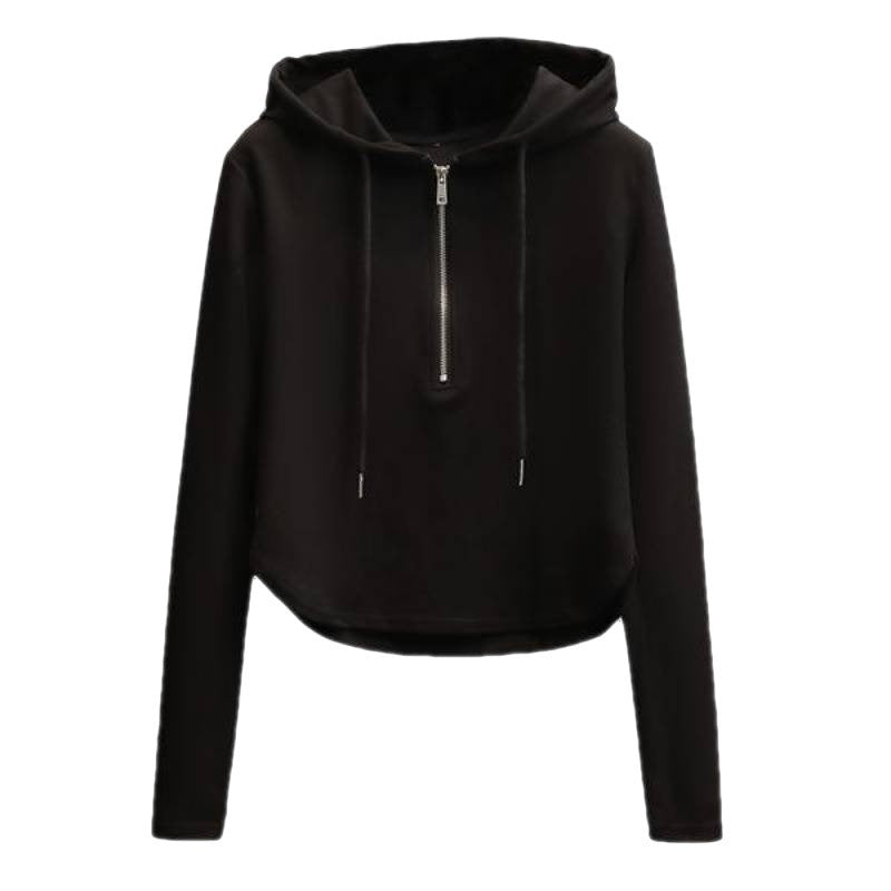 Kvindernes stilfulde crop hoodie med praktisk lynlås Stilla