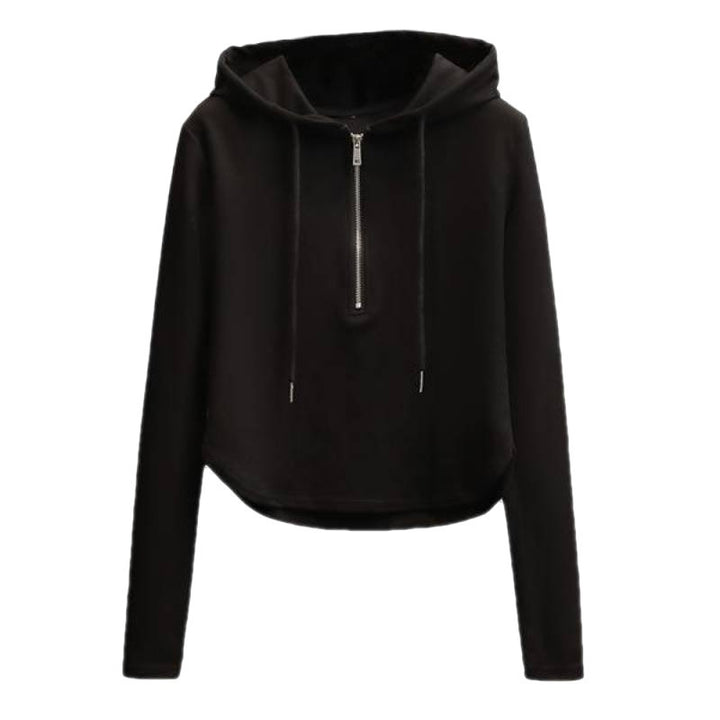 Kvindernes stilfulde crop hoodie med praktisk lynlås Stilla