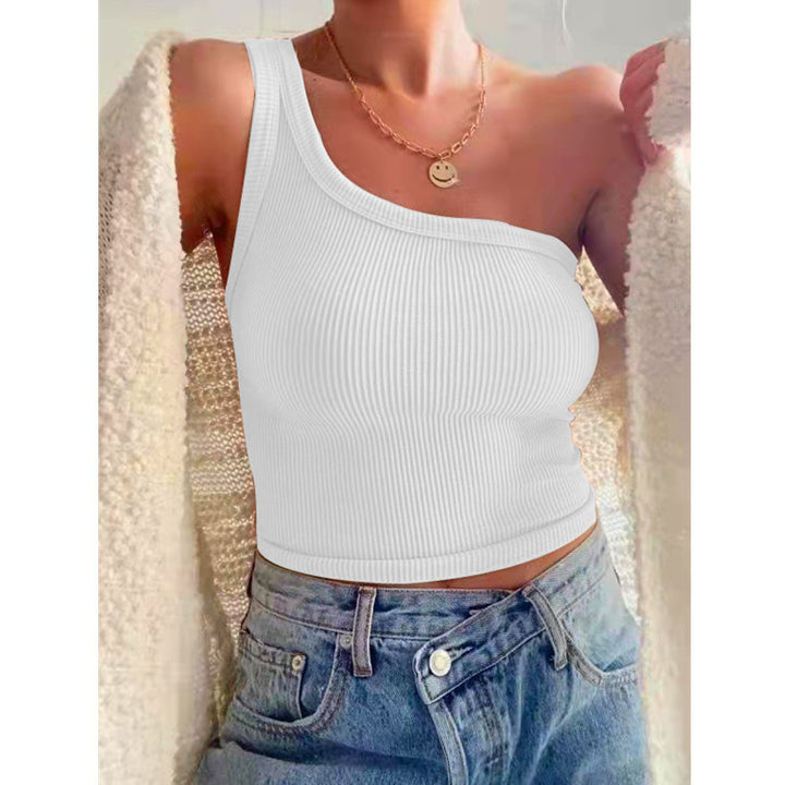 Dame asymmetrisk ribtop Stilla