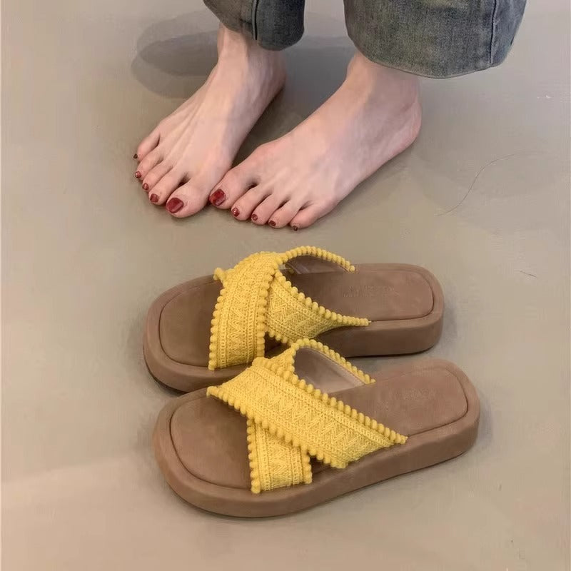 Dame Cross-Band Struktureret Slide Sandaler Stilla