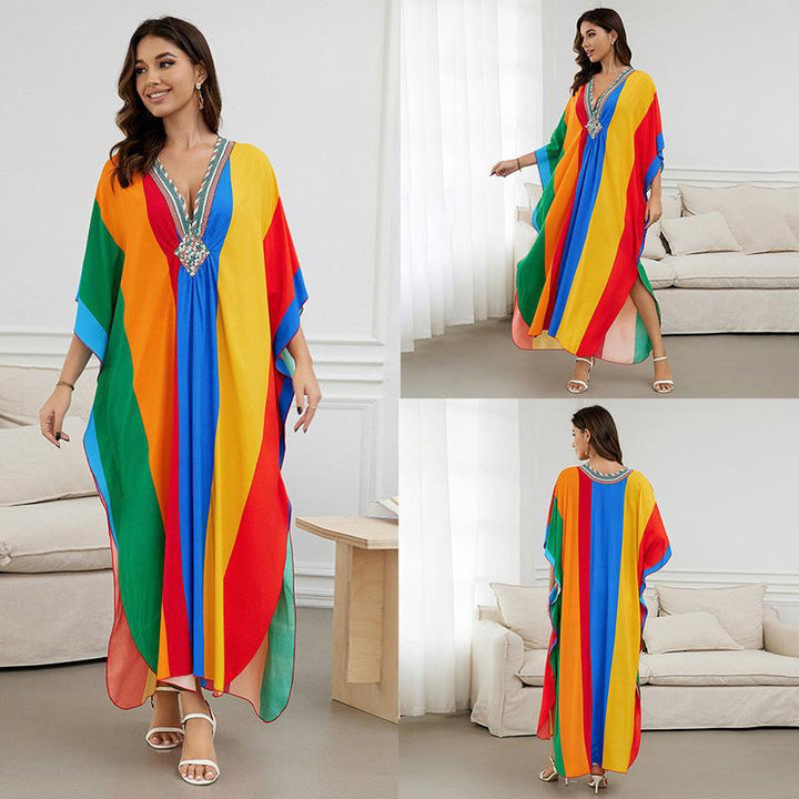 Dame Strandkaftan med iøjnefaldende geometrisk design Stilla
