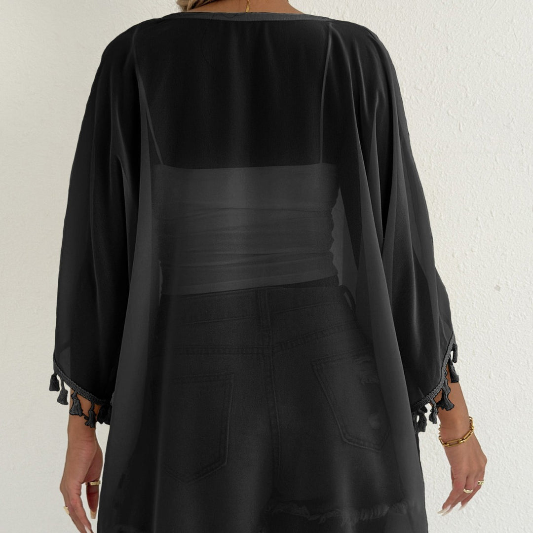 Dame Let Franje-Besætning Strand-Kimono Stilla