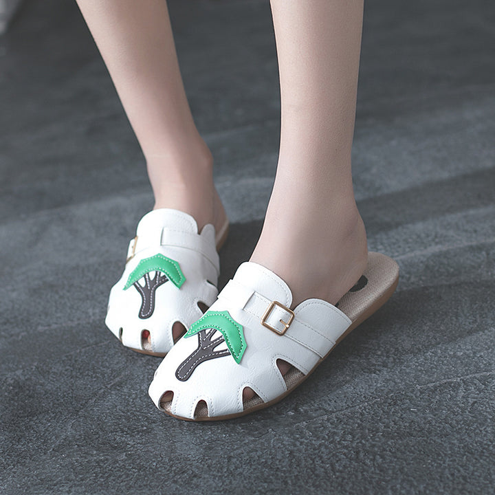 Dame Åbne Slippers med legende bladmønster og moderne design Stilla