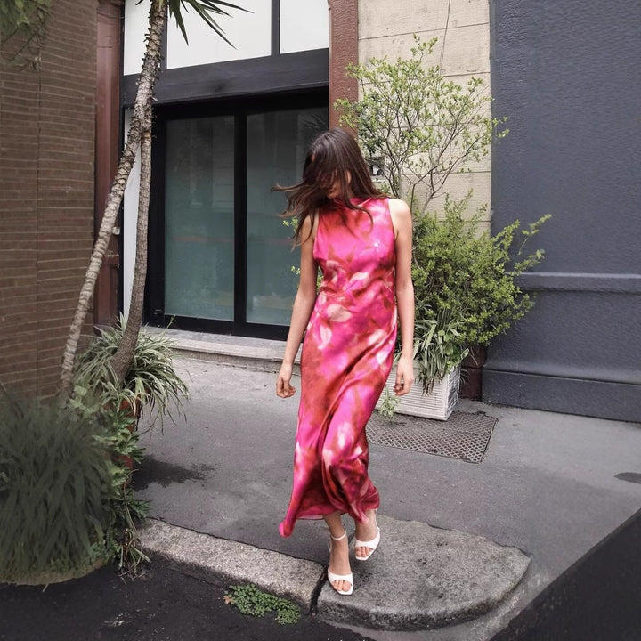 Femme Ærmeløs Blomsterprint Maxi Kjole Stilla