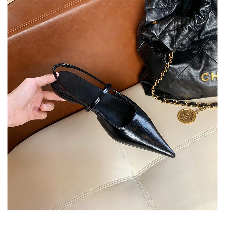Dame elegante spidse Slingback-Flats med to-rem design Stilla