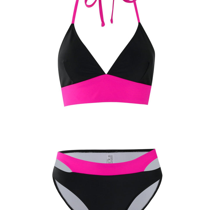 Dame Triangel-Bikini-Sæt med moderne kontrastdesign og smalle stropper Stilla