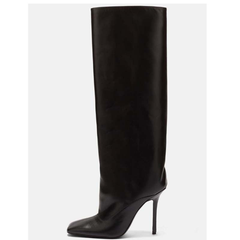Femme Over-knæ High Heels Støvler med Skulpturer Design Stilla
