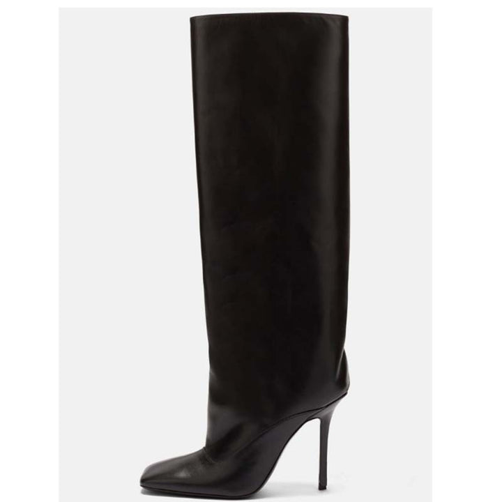 Femme Over-knæ High Heels Støvler med Skulpturer Design Stilla