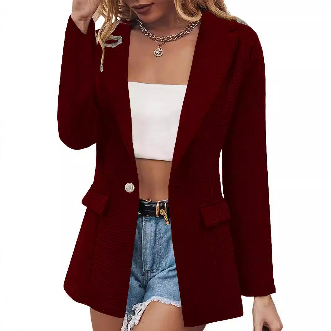Dame elegant blazer med struktureret tekstur og lommer Stilla