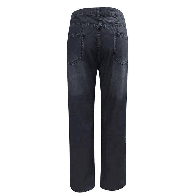 Dame mode ødelagte jeans i afslappet pasform med høje lommer og unikke detaljer Skovae