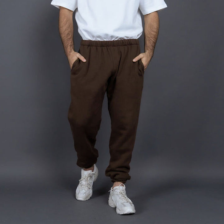 Herrer Behagelige Fleece-Joggingbukser med elastisk talje og dybe sidelommer Stilla