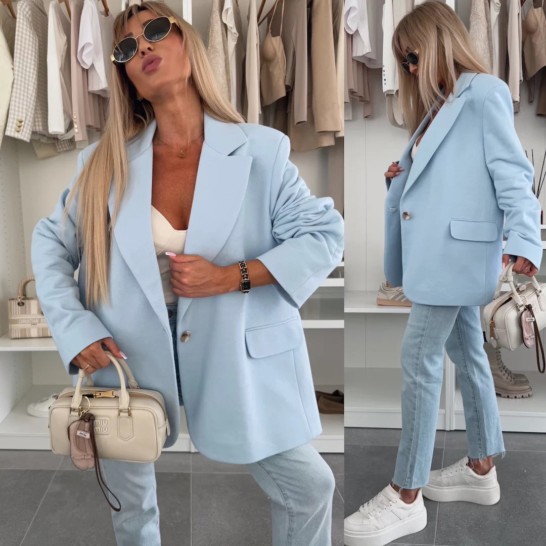 Kvinders oversized blazer med teksturerede ærmer Skovae