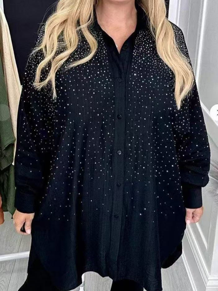 Damebluse med glitrende detaljer og afslappet pasform Stilla