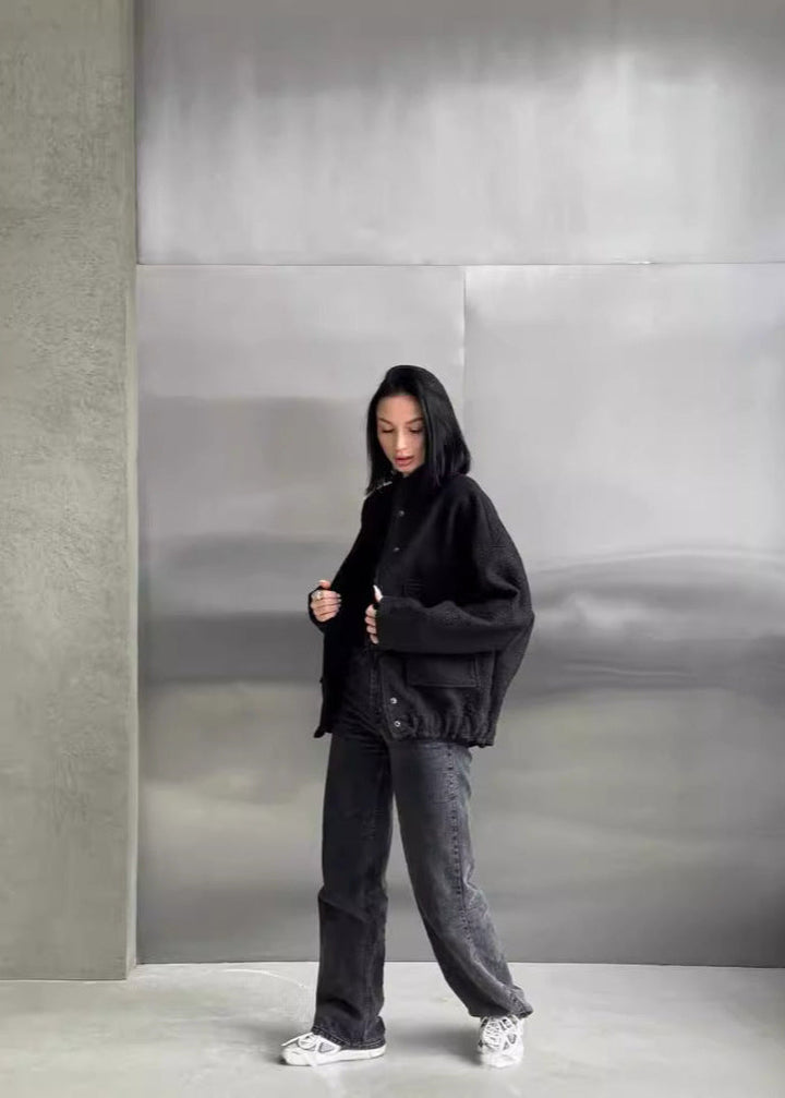 Stilla | Oversized Fleece Trykknapjakke