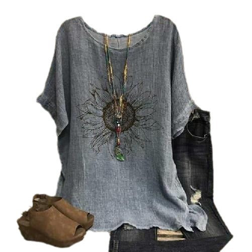 Dame Casual Oversized Grafik T-shirt Stilla